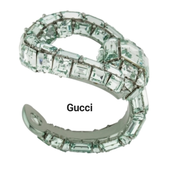 GUCCI Aquamarine Crystal Horsebit Cuff GENUINE in Blue Size 16 with COA Rare!! - Picture 1 of 16
